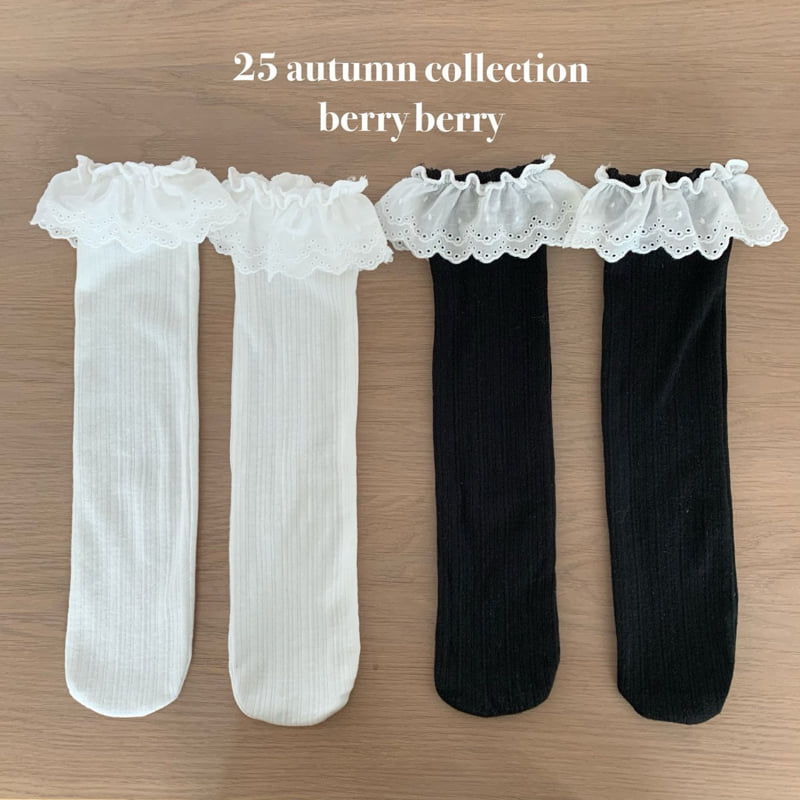 Berry Berry - Korean Children Fashion - #kidsstore - Lace Knee Socks - 2