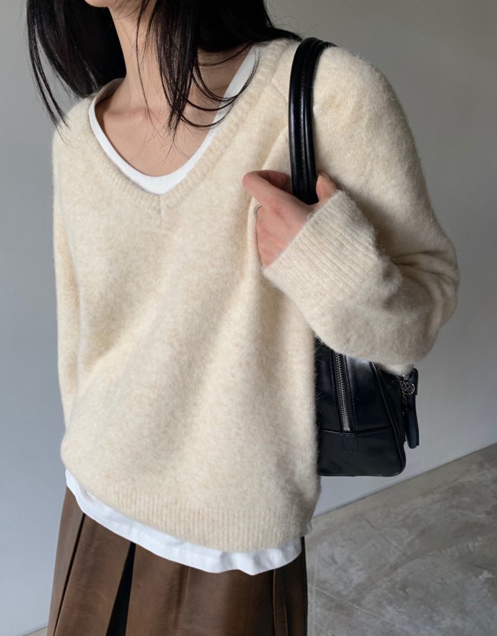 Better - Korean Women Fashion - #momslook - Port V-neck Knit Pullover