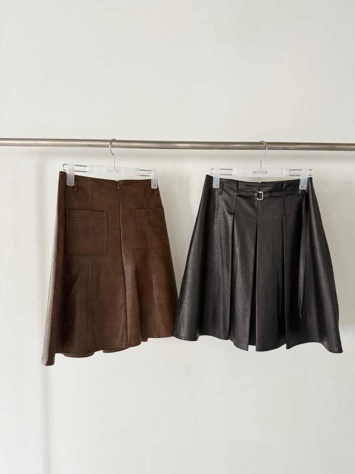 Better - Korean Women Fashion - #womensfashion - Bella Leather Skirt