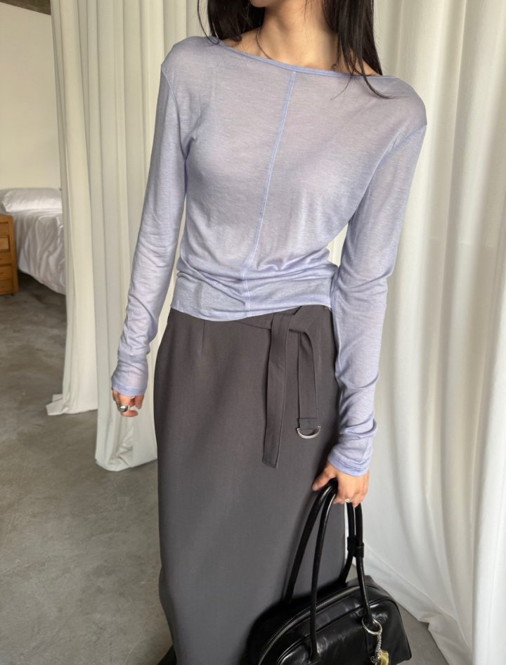 Better - Korean Women Fashion - #womensfashion - Slim Long Slit Tee - 10