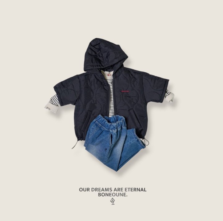 Boneoune - Korean Children Fashion - #Kfashion4kids - Half Hooded Padded Zip-up - 6