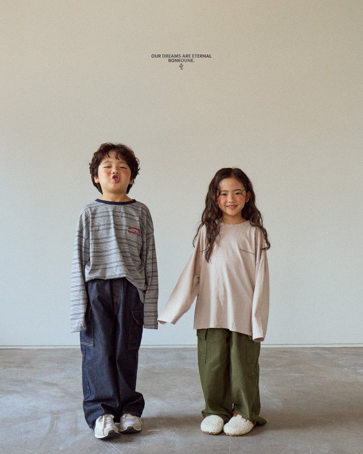 Boneoune - Korean Children Fashion - #Kfashion4kids - Nonfade Cargo Denim Pants - 5