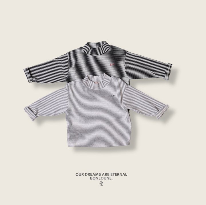 Boneoune - Korean Children Fashion - #Kfashion4kids - Stripe Turtleneck Tee - 3