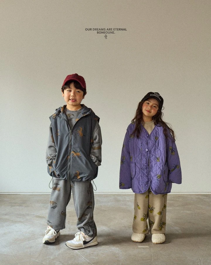 Boneoune - Korean Children Fashion - #designkidswear - Two Flower Quilted Overlap Jacket - 7