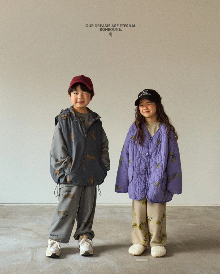 Boneoune - Korean Children Fashion - #discoveringself - Two Flower Quilted Overlap Jacket - 8
