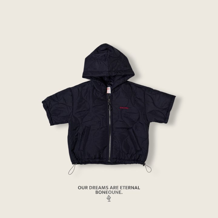 Boneoune - Korean Children Fashion - #kidsshorts - Half Hooded Padded Zip-up - 4