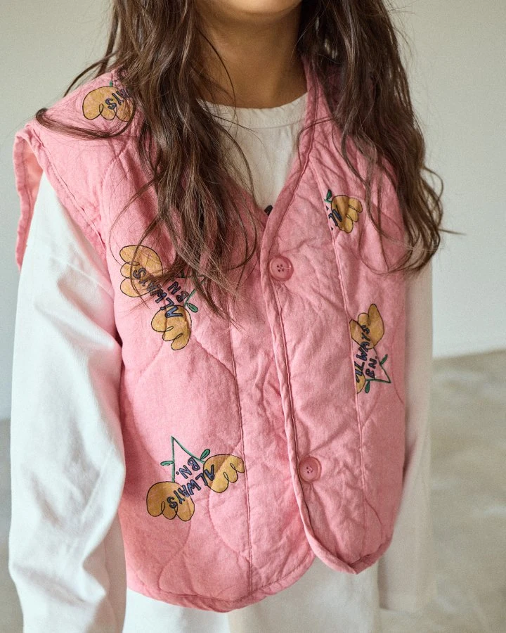 Boneoune - Korean Children Fashion - #kidsstore - Bright Quilted Crop Vest - 4
