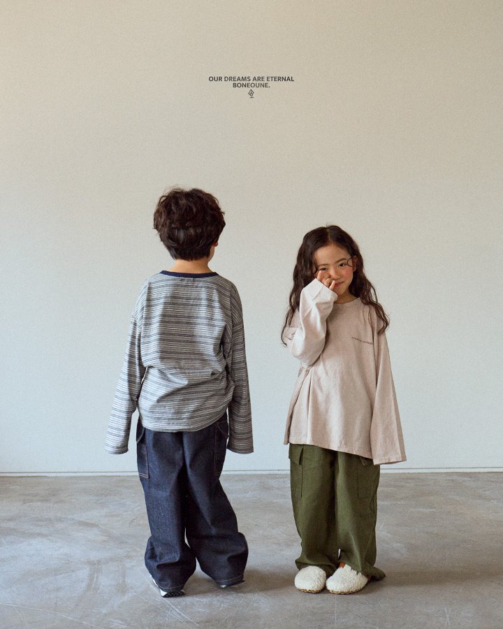 Boneoune - Korean Children Fashion - #littlefashionista - Nonfade Cargo Denim Pants - 6