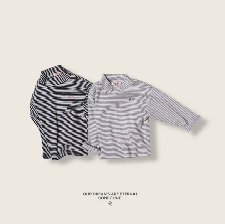 Boneoune - Korean Children Fashion - #Kfashion4kids - Stripe Turtleneck Tee - 4