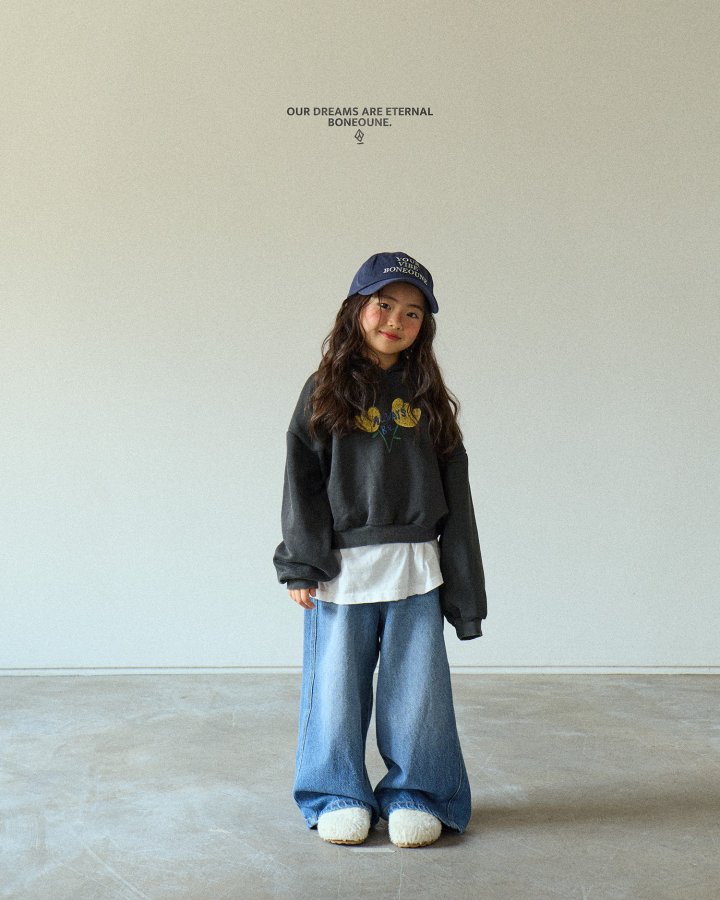 Boneoune - Korean Children Fashion - #magicofchildhood - Yellow Flower Crop Hoodie - 5