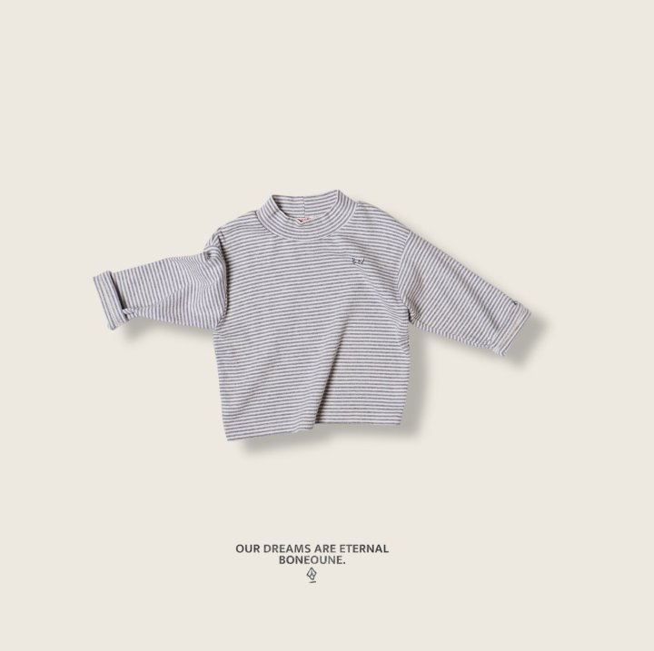 Boneoune - Korean Children Fashion - #prettylittlegirls - Stripe Turtleneck Tee - 7