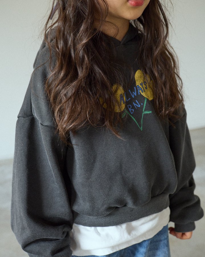 Boneoune - Korean Children Fashion - #prettylittlegirls - Yellow Flower Crop Hoodie - 7
