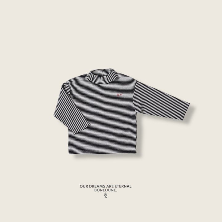 Boneoune - Korean Children Fashion - #stylishchildhood - Stripe Turtleneck Tee - 10