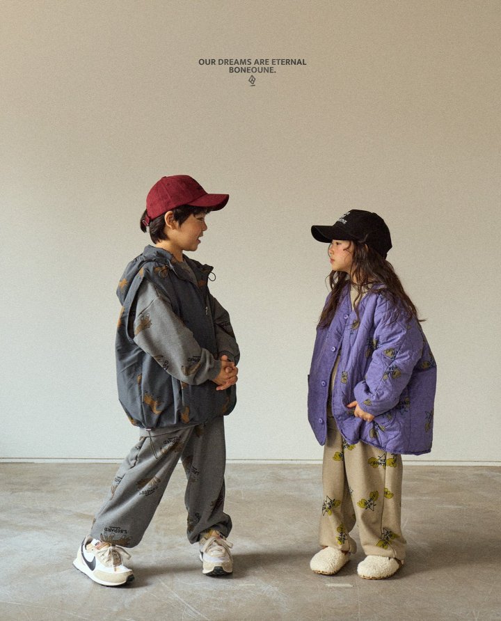 Boneoune - Korean Children Fashion - #toddlerclothing - Two Flower Quilted Overlap Jacket - 4