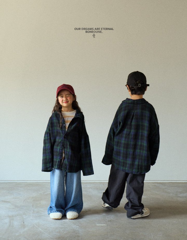 Boneoune - Korean Children Fashion - #todddlerfashion - Bestie Check Shirt - 8