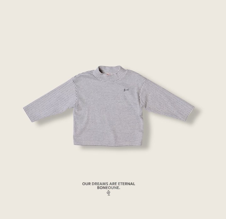Boneoune - Korean Children Fashion - #todddlerfashion - Stripe Turtleneck Tee - 8