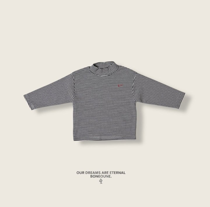 Boneoune - Korean Children Fashion - #toddlerclothing - Stripe Turtleneck Tee - 9
