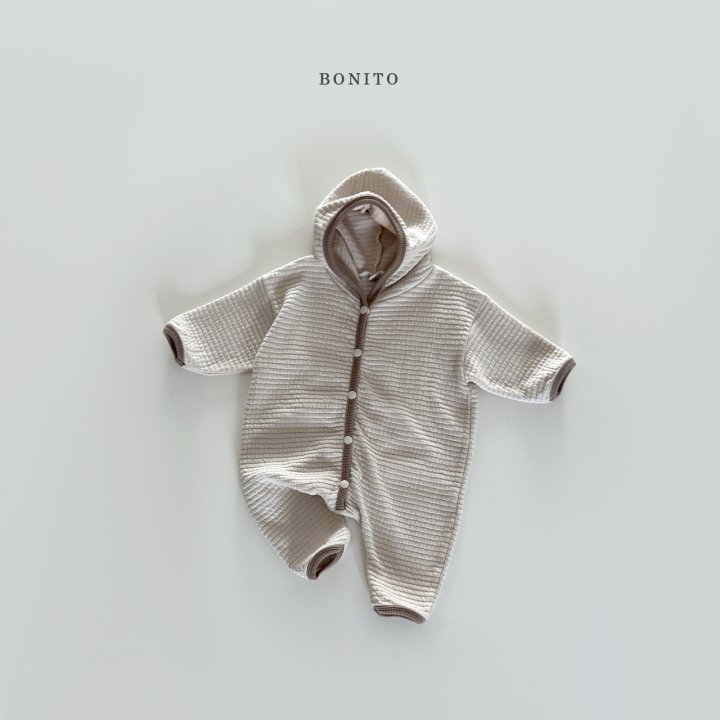 Bonito - Korean Baby Fashion - #babyboutique - Embossed Hoodie Romper - 8