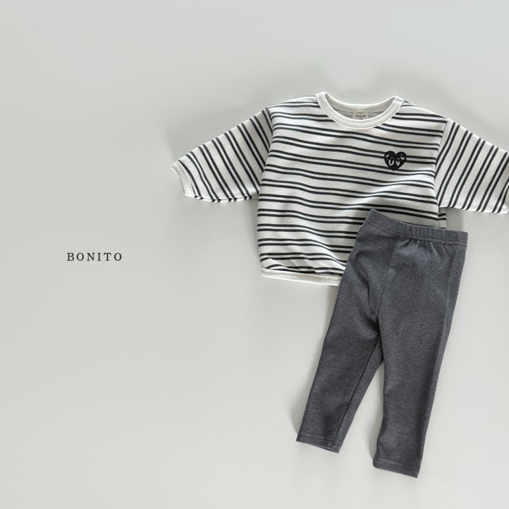 Bonito - Korean Baby Fashion - #babyboutique - Stripe Hem Leggings Set - 12