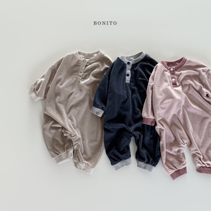 Bonito - Korean Baby Fashion - #babyclothing - Terry Color Block Button Romper - 2