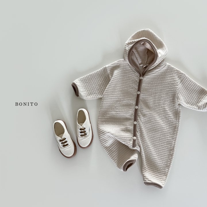 Bonito - Korean Baby Fashion - #babyclothing - Embossed Hoodie Romper - 10
