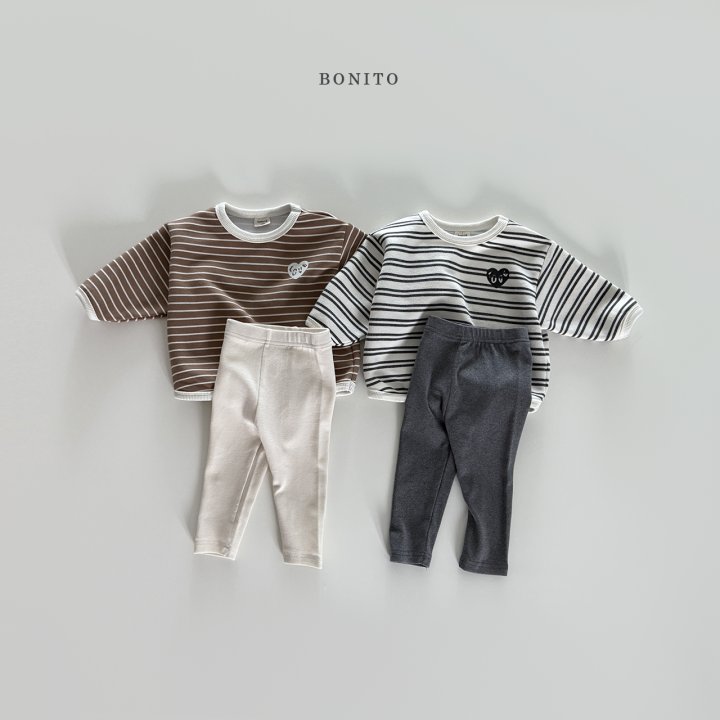Bonito - Korean Baby Fashion - #babyfever - Stripe Hem Leggings Set