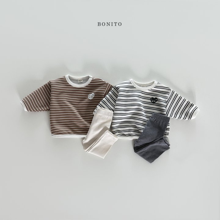 Bonito - Korean Baby Fashion - #babygirlfashion - Stripe Hem Leggings Set - 2