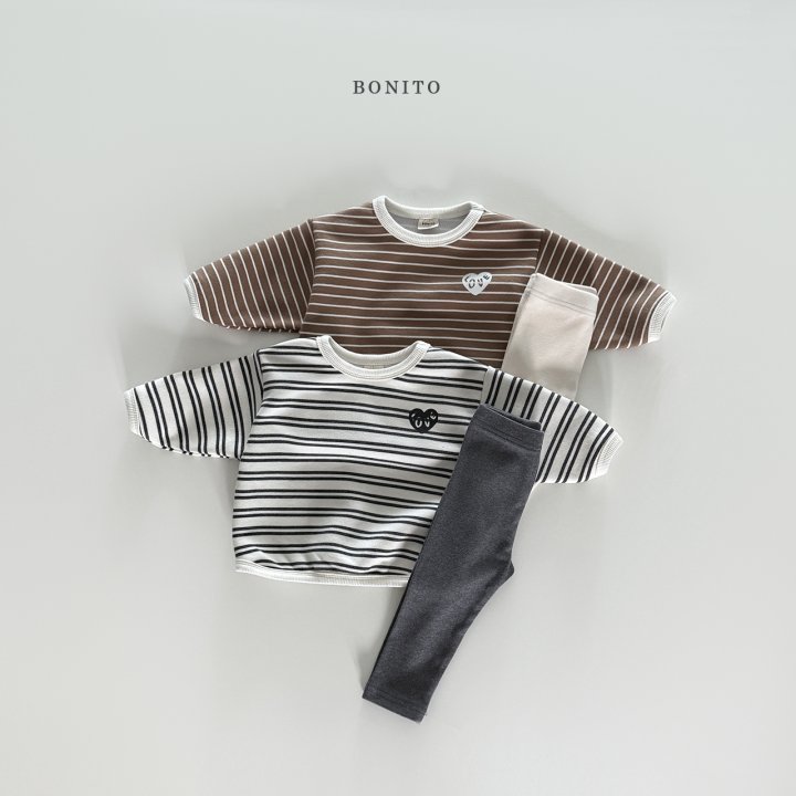 Bonito - Korean Baby Fashion - #babylifestyle - Stripe Hem Leggings Set - 3