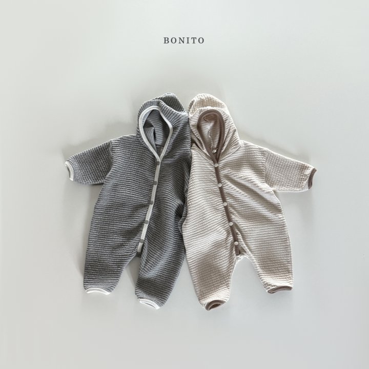 Bonito - Korean Baby Fashion - #babyootd - Embossed Hoodie Romper