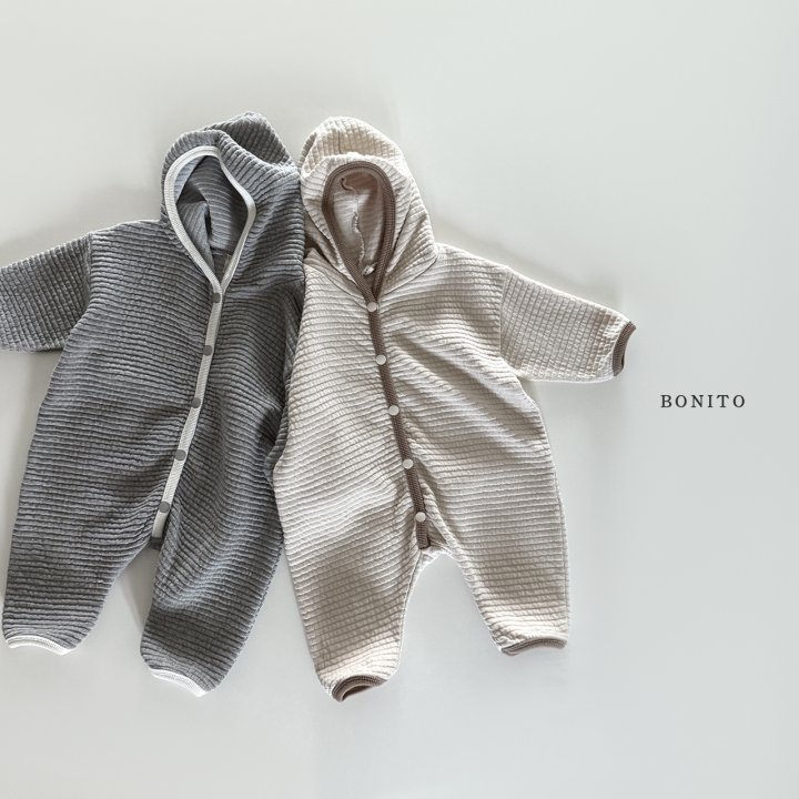 Bonito - Korean Baby Fashion - #babyoutfit - Embossed Hoodie Romper - 2