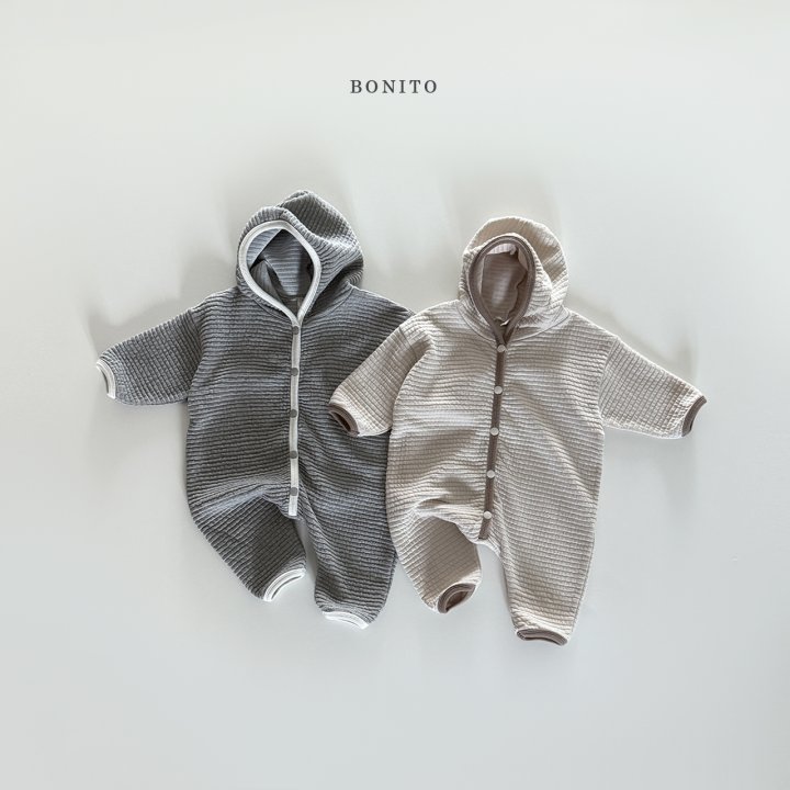 Bonito - Korean Baby Fashion - #babyoutfit - Embossed Hoodie Romper - 3