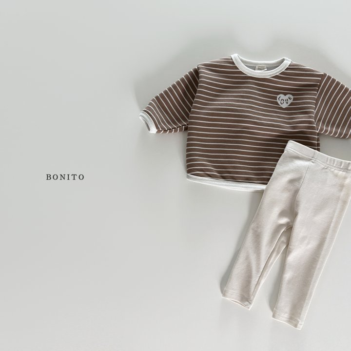 Bonito - Korean Baby Fashion - #babyoutfit - Stripe Hem Leggings Set - 6