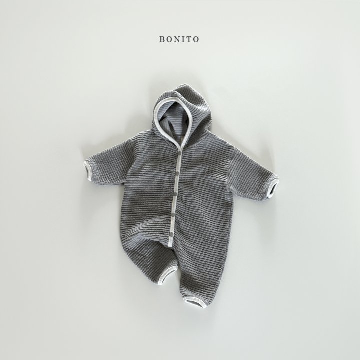 Bonito - Korean Baby Fashion - #babyoutfit - Embossed Hoodie Romper - 4