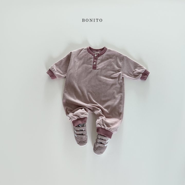 Bonito - Korean Baby Fashion - #onlinebabyboutique - Terry Color Block Button Romper - 12