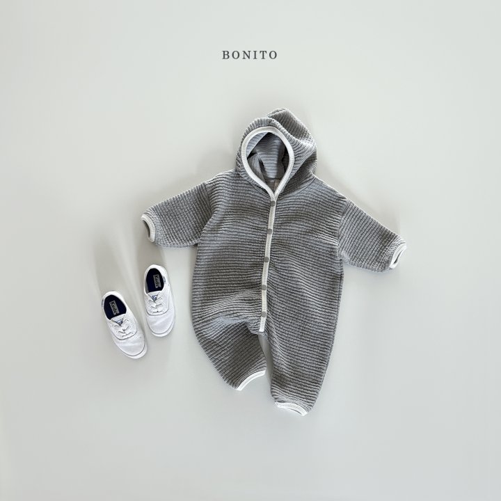 Bonito - Korean Baby Fashion - #onlinebabyboutique - Embossed Hoodie Romper - 5