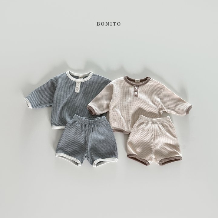 Bonito - Korean Baby Fashion - #onlinebabyboutique - Waffle Hem Set