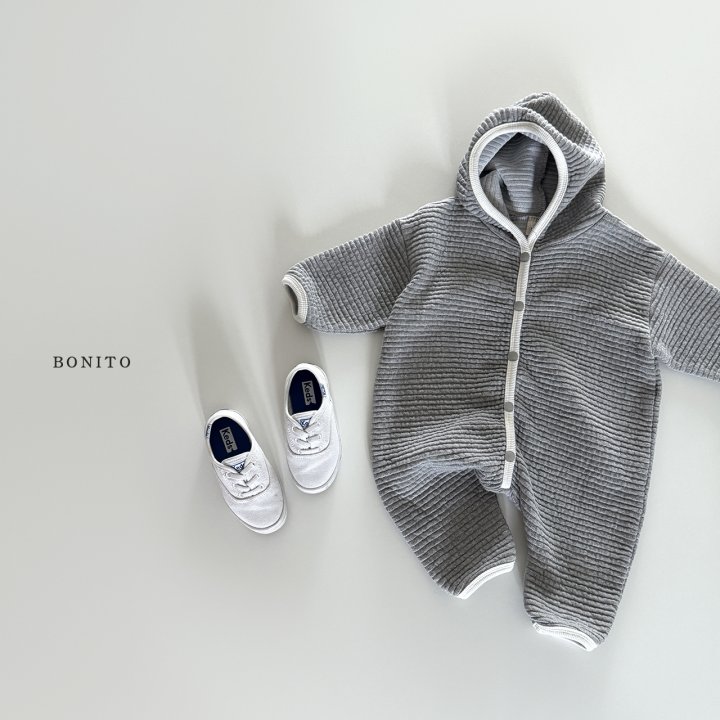 Bonito - Korean Baby Fashion - #onlinebabyshop - Embossed Hoodie Romper - 6