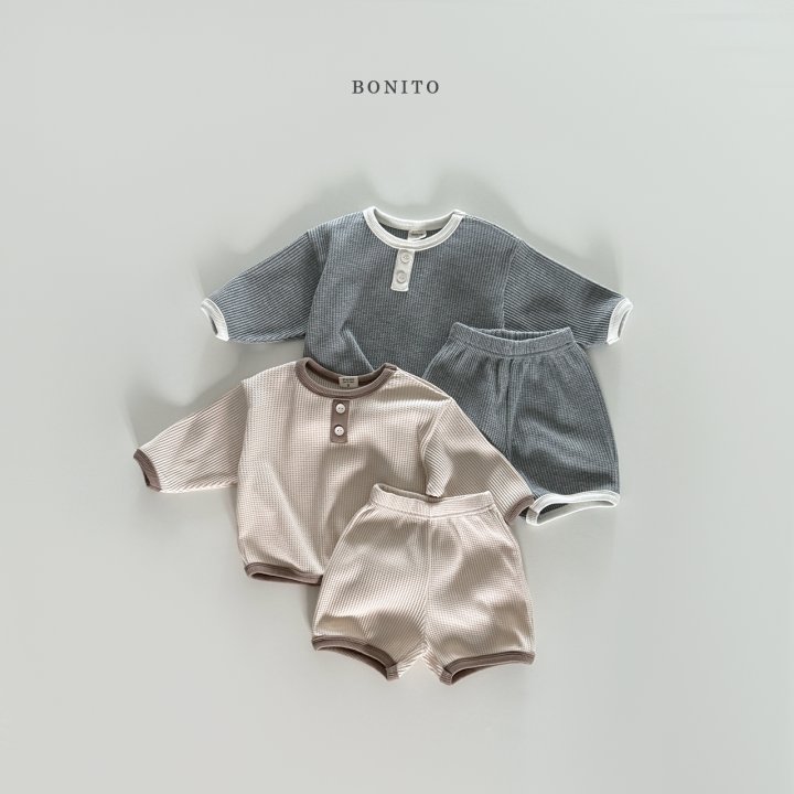 Bonito - Korean Baby Fashion - #onlinebabyshop - Waffle Hem Set - 2