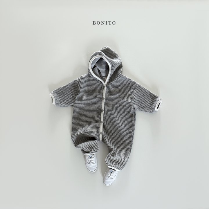 Bonito - Korean Baby Fashion - #smilingbaby - Embossed Hoodie Romper - 7