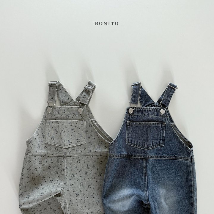 Bonito - Korean Children Fashion - #childrensboutique - Denim Flower Overalls - 6