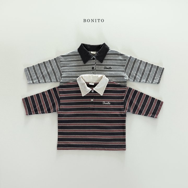 Bonito - Korean Children Fashion - #designkidswear - Stripe Collar Tee - 3