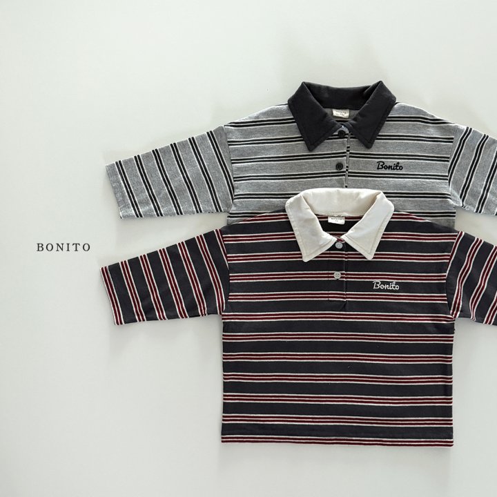 Bonito - Korean Children Fashion - #designkidswear - Stripe Collar Tee - 4