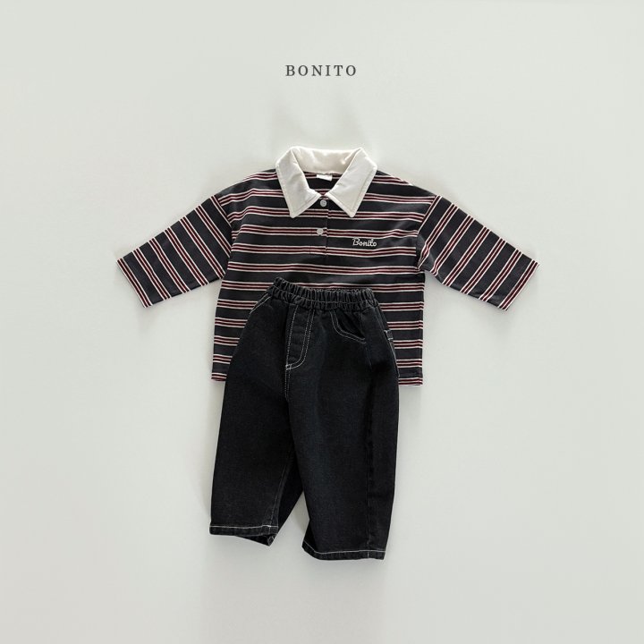 Bonito - Korean Children Fashion - #fashionkids - Stripe Collar Tee - 5