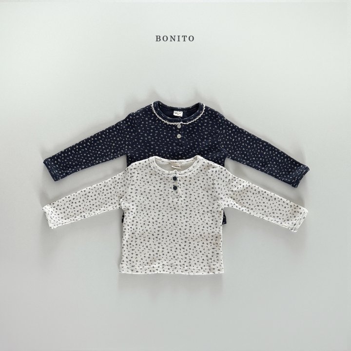 Bonito - Korean Children Fashion - #kidsshorts - Floral Waffle Lace Tee