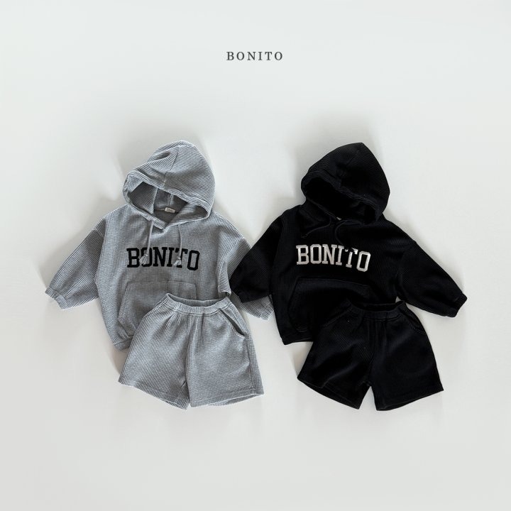 Bonito - Korean Children Fashion - #kidsshorts - Bonito Waffle Hoodie Set