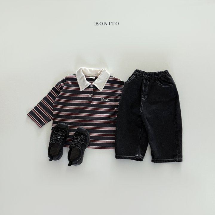 Bonito - Korean Children Fashion - #kidsstore - Stripe Collar Tee - 7