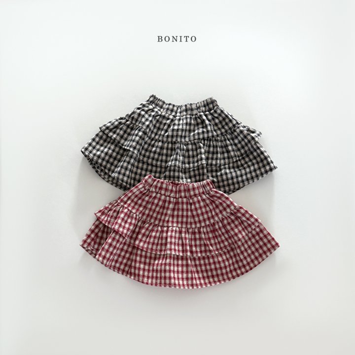 Bonito - Korean Children Fashion - #kidzfashiontrend - Check Tiered Skirt