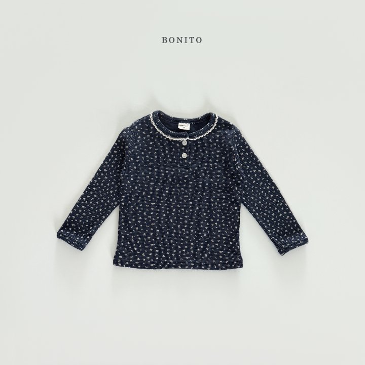 Bonito - Korean Children Fashion - #littlefashionista - Floral Waffle Lace Tee - 5