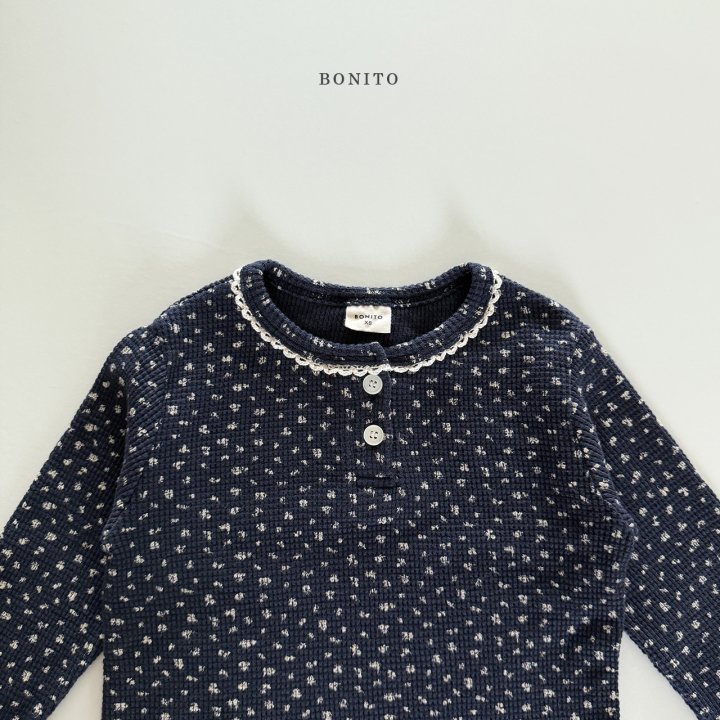 Bonito - Korean Children Fashion - #magicofchildhood - Floral Waffle Lace Tee - 6