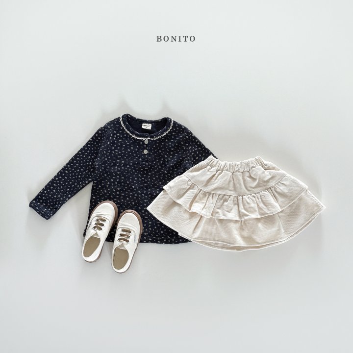 Bonito - Korean Children Fashion - #todddlerfashion - Floral Waffle Lace Tee - 9